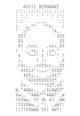 ASCII image of Bernanke from the Bitcoin blockchain.